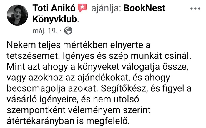 booknest visszajelzés anikó