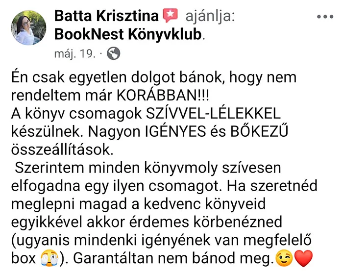 booknest visszajelzés kriszti