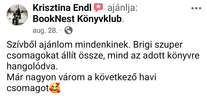 booknest visszajelzés krisztina